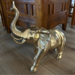 Gold Elephant Figurine - Solid Brass